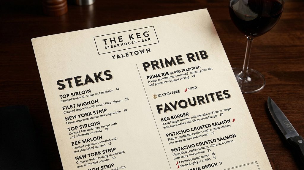 Yaletown Keg Menu